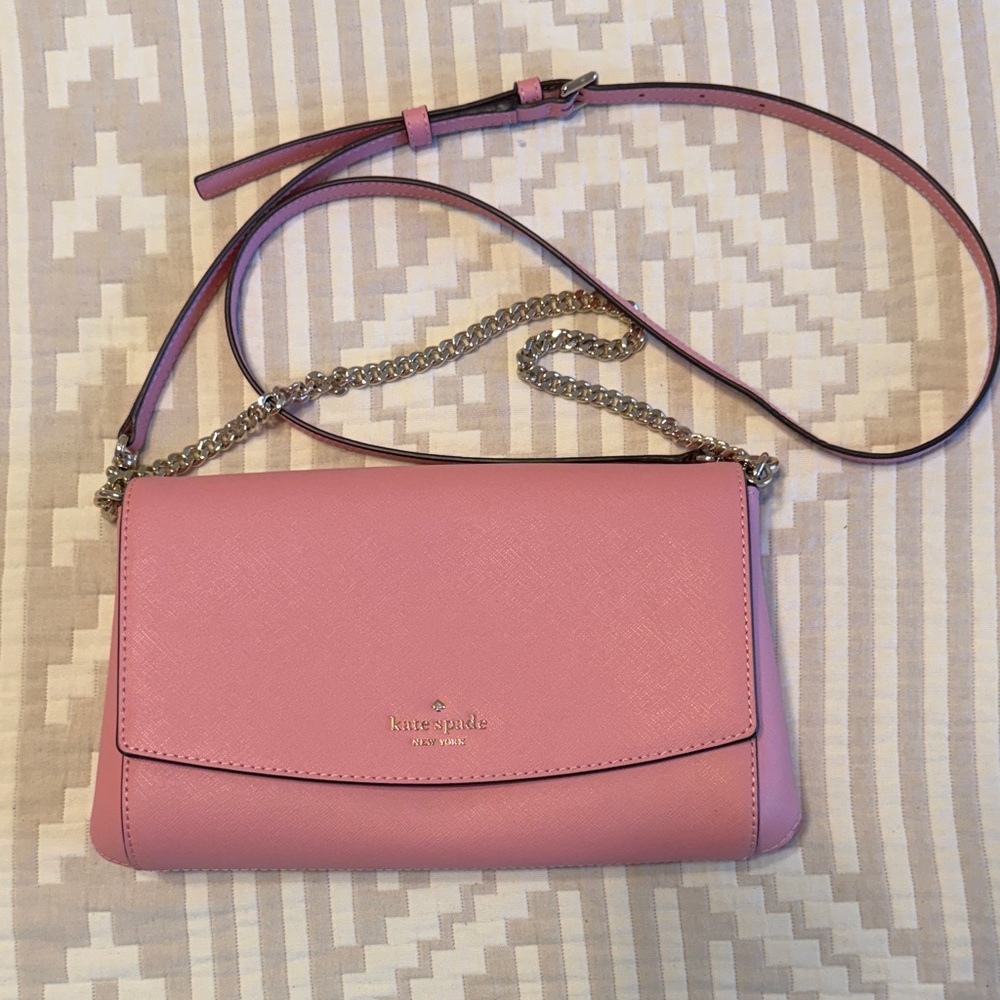kate spade Pink Saffiano Leather Chain-Strap Crossbody
